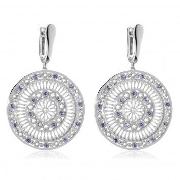 Sterling silver AQUA rose window of Assisi earrings