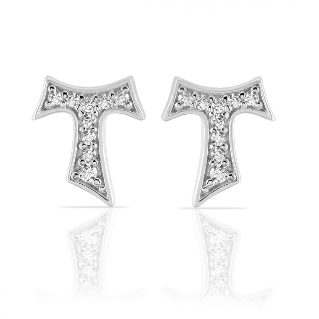 Humilis white gold earrings with zirconia