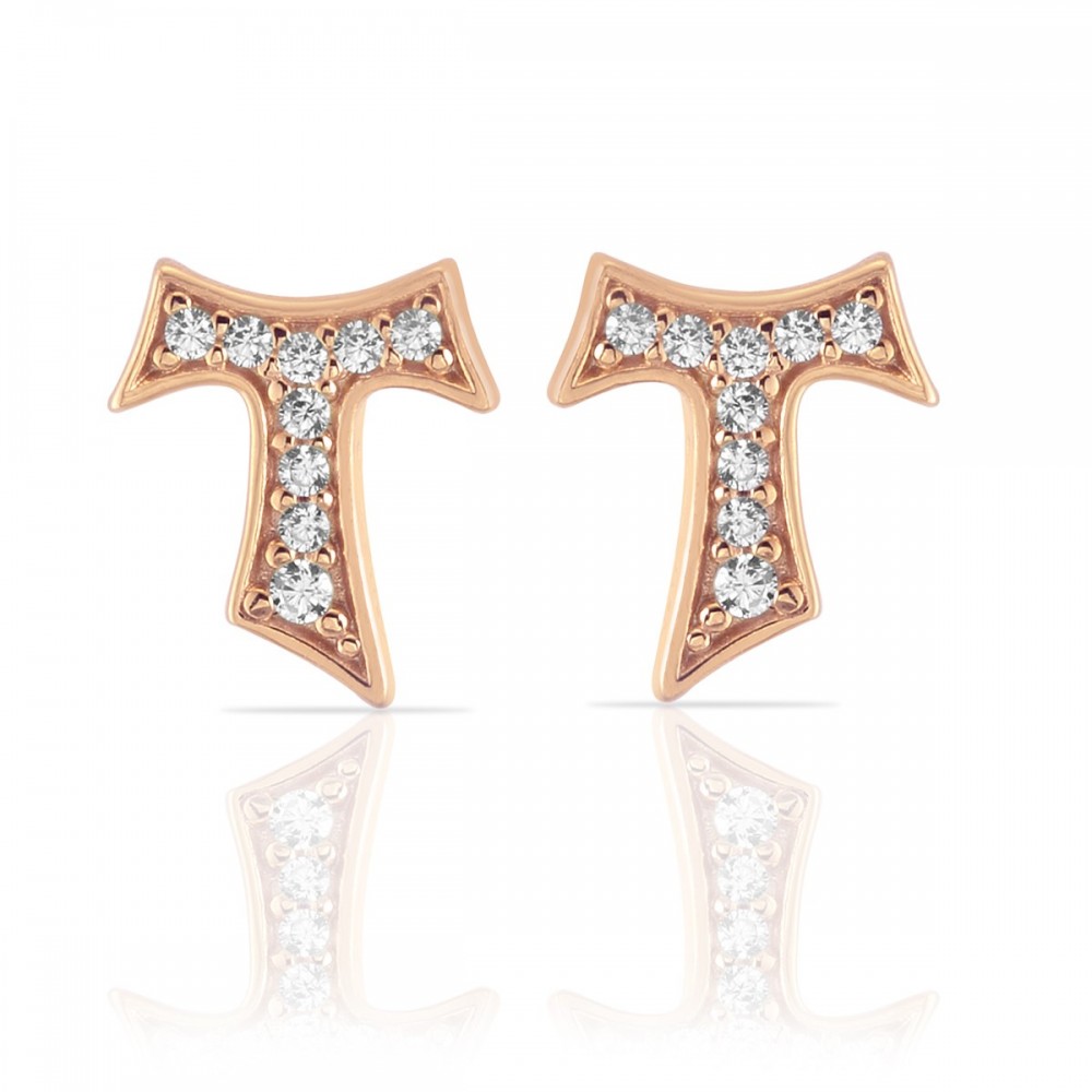 Humilis rose gold earrings with zirconia
