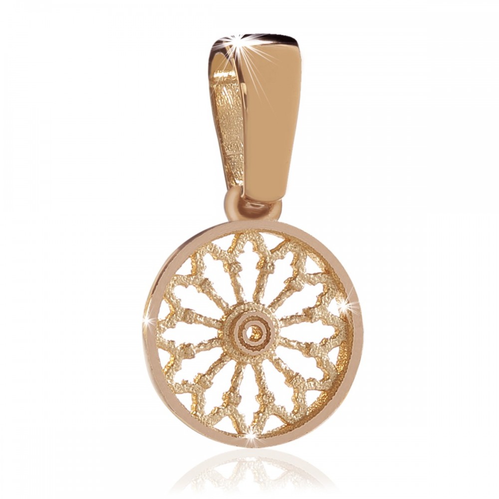 Rose gold plated rose window pendant