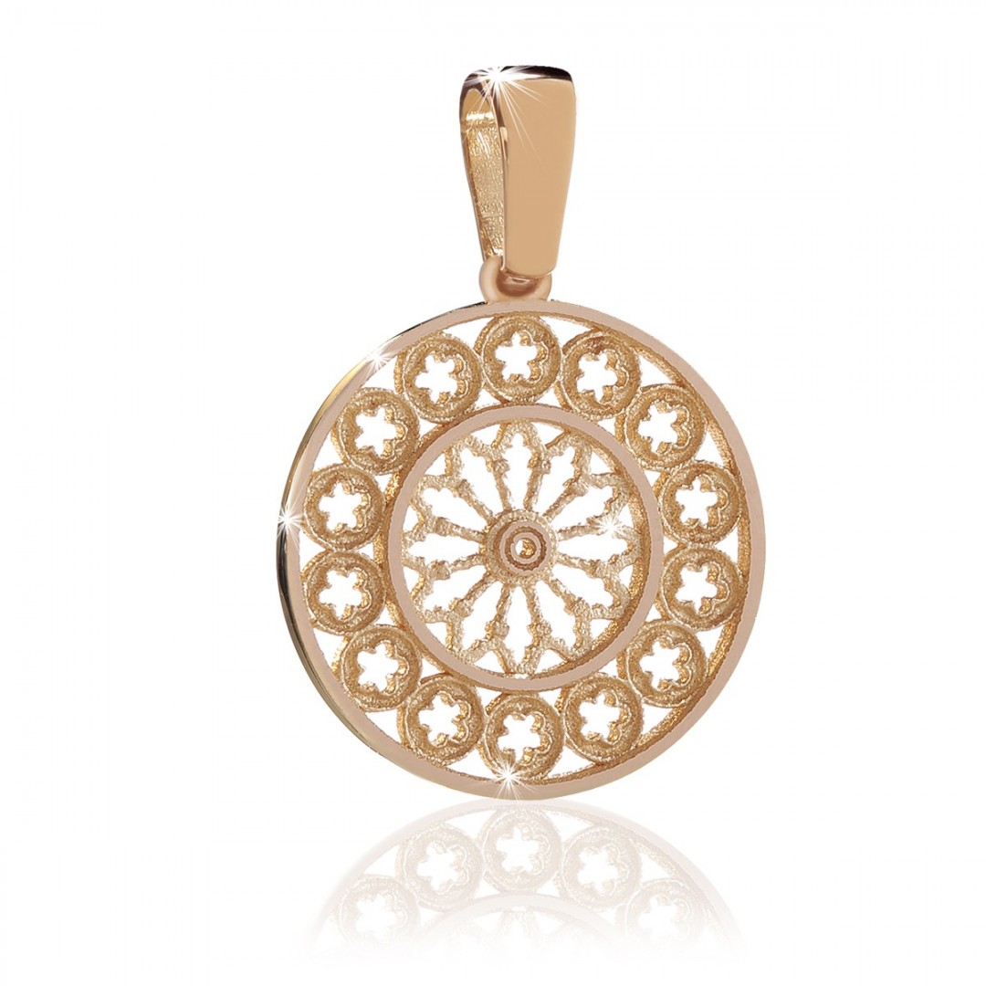 Silver gold rose window Assisi charm