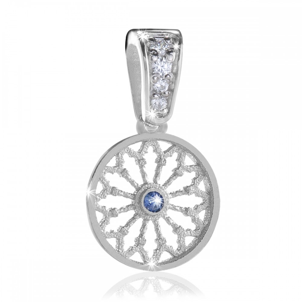 AQUA rose window jewel - white gold pendant