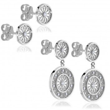Rose window of Assisi - white gold AERE earrings