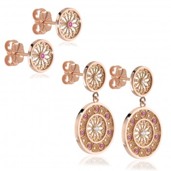 Rose gold FOCU rose window jewels earrings
